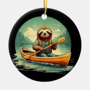 Ornamento De Cerâmica Kayaking Sloth Canoé Amam Animais Engraçados Vinta