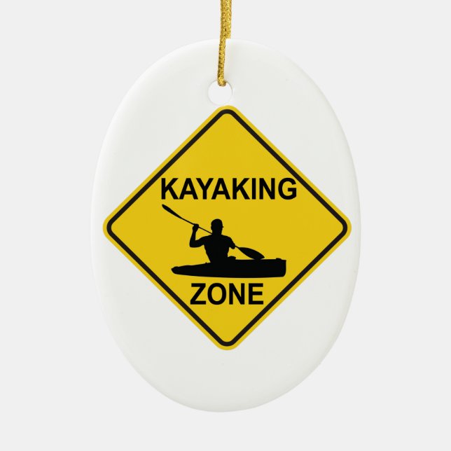 Ornamento De Cerâmica Kayaking Zone Road Sign (Frente)