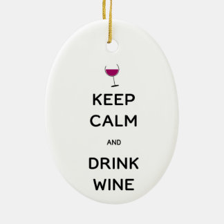 Ornamento De Cerâmica Keep Calm and Drink Wine