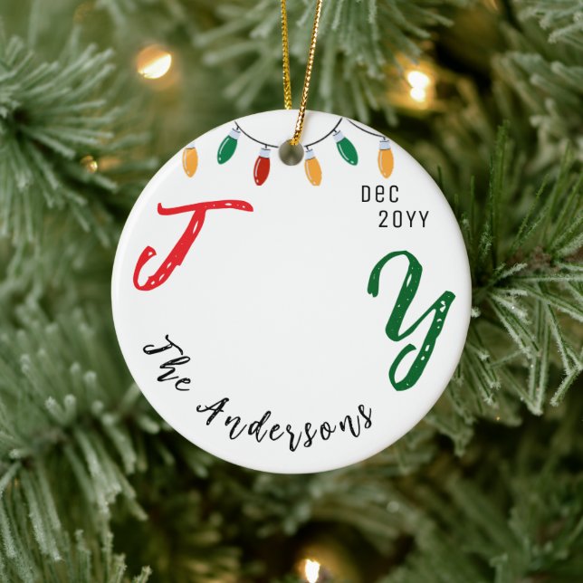 Ornamento De Cerâmica Keepsawn Foto da Família Branca Alegria Festiva Na (Árvore)