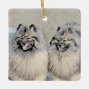 Ornamento De Cerâmica Keeshond Brothers Painting - Arte Original de Cach