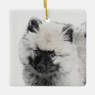 Ornamento De Cerâmica Keeshond Puppy Drapy - Arte Cachorro Original Boni