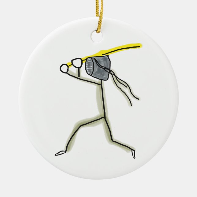 Ornamento De Cerâmica Kendo Stickman (Frente)
