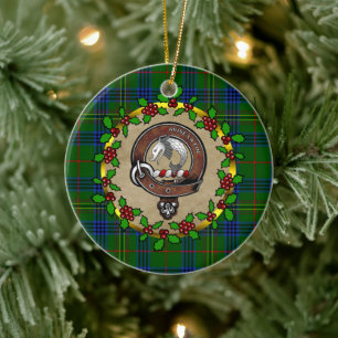 Ornamento De Cerâmica Kennedy Clan Crachá e Tartan Personalizou o Natal