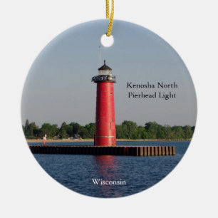 Ornamento De Cerâmica Kenosha North Pierhead Light
