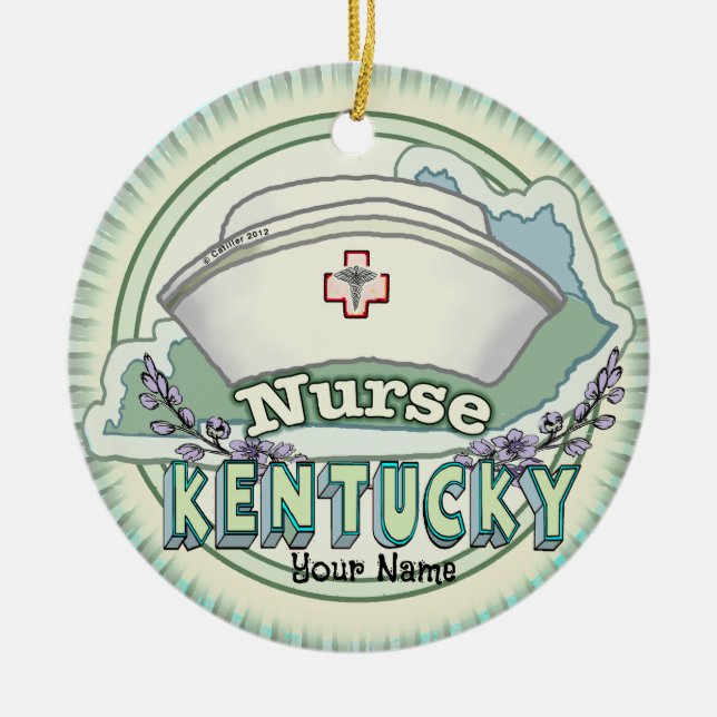 Ornamento De Cerâmica Kentucky Nurse (Frente)