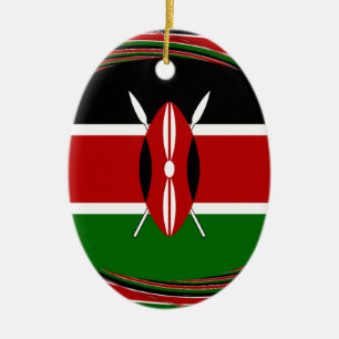 Ornamento De Cerâmica Kenya Flag Art - Patriotic & Modern Design