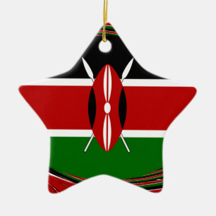 Ornamento De Cerâmica Kenya Flag Art - Patriotic & Modern Design