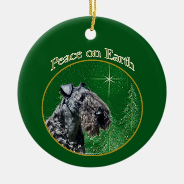 Ornamento De Cerâmica Kerry Blue Terrier Peace (Frente)