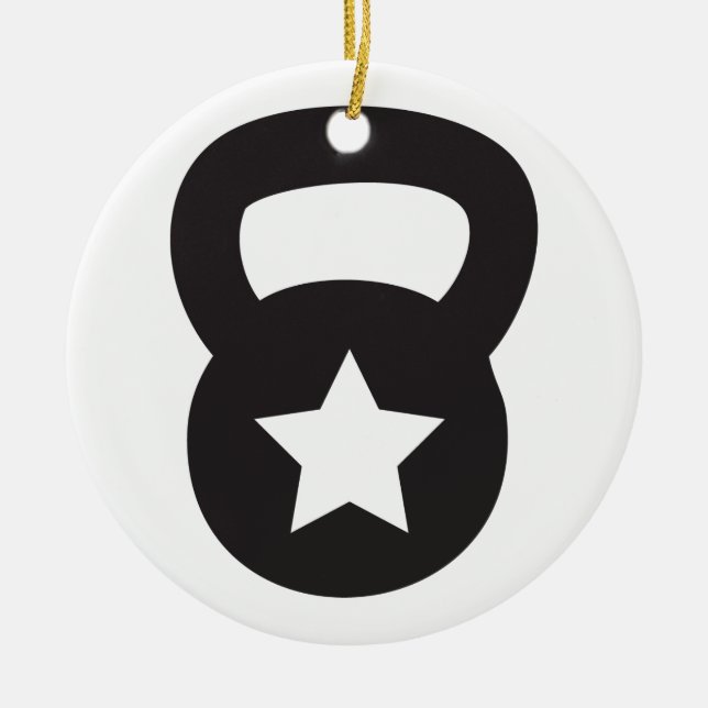 Ornamento De Cerâmica Kettlebell com uma estrela vazia (Frente)