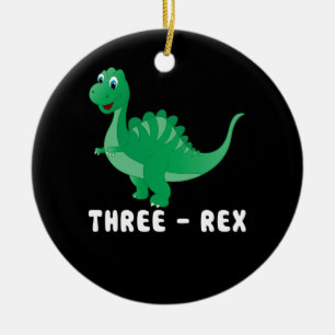 Ornamento De Cerâmica Kids 3 Year Old Birthday Boy Gift Dinosaur Three R