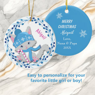 Ornamento De Cerâmica Kids de Wreath Blue Kitten