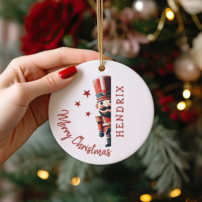 Ornamento De Cerâmica Kids Personalized Nutcracker Christmas (Criador carregado)