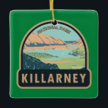 Ornamento De Cerâmica Killarney National Park Irlanda Viagem Art Vintage<br><div class="desc">Killarney Vector art design. O parque é o primeiro parque nacional da Irlanda,  criado quando o estado de Muckross foi doado ao Estado Livre irlandês em 1932.</div>