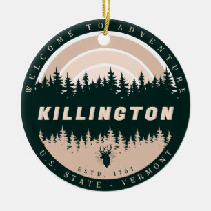 Ornamento De Cerâmica Killington Vermont Vintage Pine Trees Nature