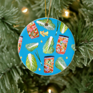 Ornamento De Cerâmica Kimchi Ingredientes Fermentação Divertida Aquarela