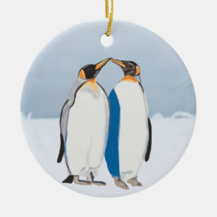 Ornamento De Cerâmica King Penguin Pair Kissing