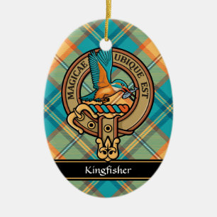 Ornamento De Cerâmica Kingfisher Crest sobre Tartan