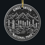 Ornamento De Cerâmica Kings Canyon National Park Monoline<br><div class="desc">Kings Canyon monoline design. O parque é conhecido por suas enormes sequoias,  notadamente a gigantesca Árvore Geral de Bolsas em Grant Grove.</div>