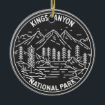 Ornamento De Cerâmica Kings Canyon National Park Monoline<br><div class="desc">Kings Canyon monoline design. O parque é conhecido por suas enormes sequoias,  notadamente a gigantesca Árvore Geral de Bolsas em Grant Grove.</div>