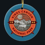 Ornamento De Cerâmica Kings Canyon National Park Mule Deer Retro Compass<br><div class="desc">Kings Canyon vetor trabalho de arte design. O parque é conhecido por suas enormes sequoias,  notadamente a gigantesca Árvore Geral de Bolsas em Grant Grove.</div>