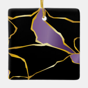 Ornamento De Cerâmica Kintsugi Ametyst Acenta Ornament Cerâmico