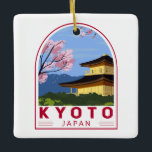 Ornamento De Cerâmica Kioto Japão - Viagem Retro Viagem Emblem<br><div class="desc">Design de arte vetorial de Quioto. É famoso por seus numerosos templos budistas clássicos,  assim como jardins,  palácios imperiais,  santuários shinto e casas tradicionais de madeira.</div>