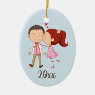 Ornamento De Cerâmica Kissing Couple Customizable Ceramic Ornament