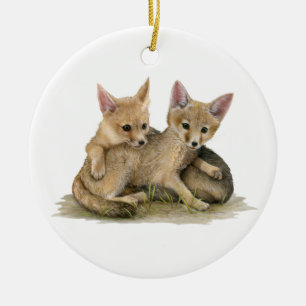 Ornamento De Cerâmica Kit Foxes Cerâmica Ornament