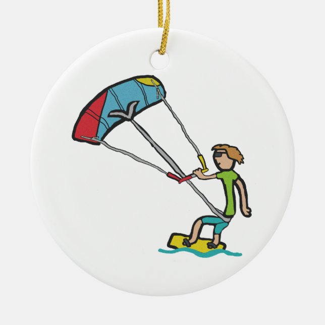 Ornamento De Cerâmica Kiteboard (Frente)
