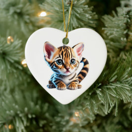 Ornamento De Cerâmica Kitten Bengal Personalizado