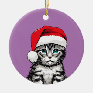 Ornamento De Cerâmica Kitten Natal