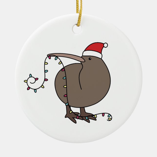 Ornamento De Cerâmica Kiwi Chirstmas (Frente)