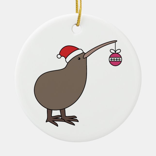 Ornamento De Cerâmica Kiwi Natal (Frente)