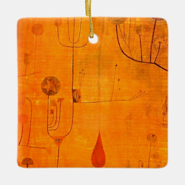 Ornamento De Cerâmica Klee - Fruta em Vermelho, abstrato art, (Frente)