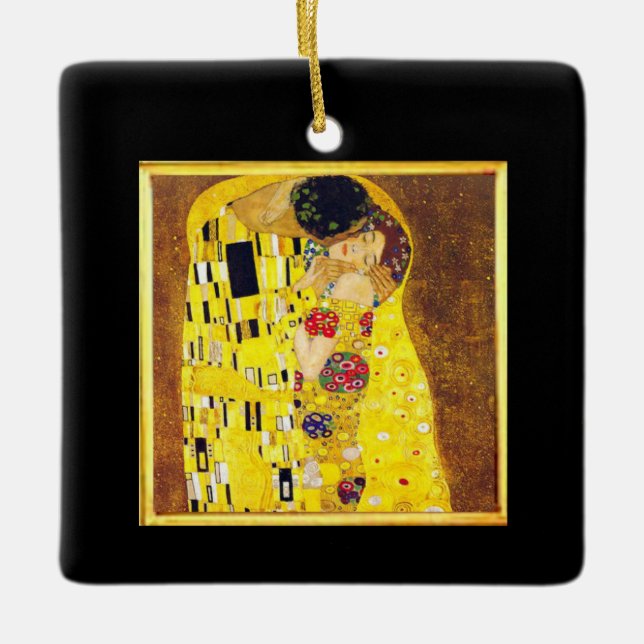 Ornamento De Cerâmica Klimt The Kiss (Frente)
