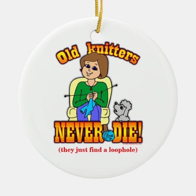 Ornamento De Cerâmica Knitter (Frente)