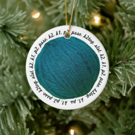 Ornamento De Cerâmica Knitting Lingo ・ Artesanatos da Bola Teal Yarn