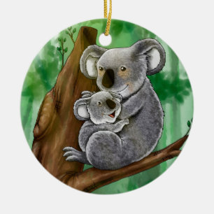 Ornamento De Cerâmica Koala bonito e bebê
