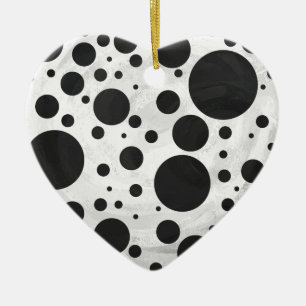 Ornamento De Cerâmica Kohl Black Polka Dot Pattern