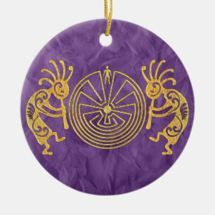 Ornamento De Cerâmica KOKOPELLI / MAN IN MAZE gold + suas ideias