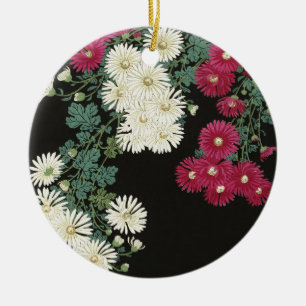 Ornamento De Cerâmica Koson Chrysanthemum Garden Japonês Flor Art