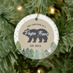 Ornamento De Cerâmica Kraft Wood Christmas como Papa Bear Ornament<br><div class="desc">Primeiro Natal como Ornamento Papá Urso</div>