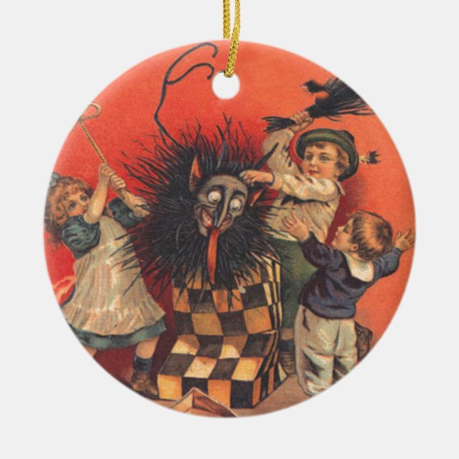 Ornamento De Cerâmica Krampus Caixa Surpresa (Frente)
