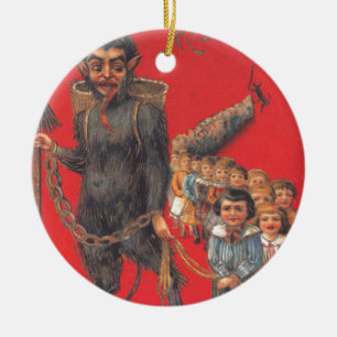 Ornamento De Cerâmica Krampus Com Crianças Más