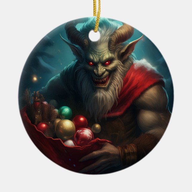 Ornamento De Cerâmica Krampus Malvado  (Frente)