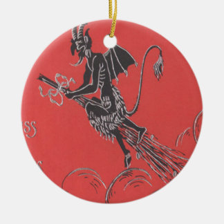 Ornamento De Cerâmica Krampus Voando Na Broom