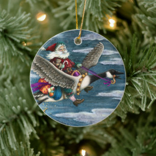 ORNAMENTO DE CERÂMICA KRIS KRINGLE E BRINQUEDOS NO CANADENSE GANHAM NATA