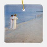 Ornamento De Cerâmica Kroyer - Noite de Verão em Skagen Beach<br><div class="desc">Noite de Verão em Skagen Southern Beach com Anna Ancher e Marie Kroyer - Peder Severin Kroyer,  1893</div>