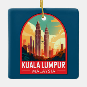 Ornamento De Cerâmica Kuala Lumpur Malásia - Viagem Art Vintage